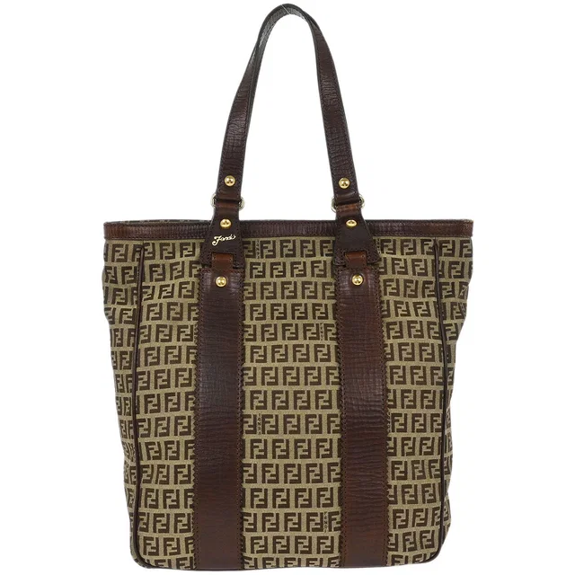Fendi Brown Canvas Zucchino Tote Handbag in Brown Canvas from AMORE Vintage Tokyo