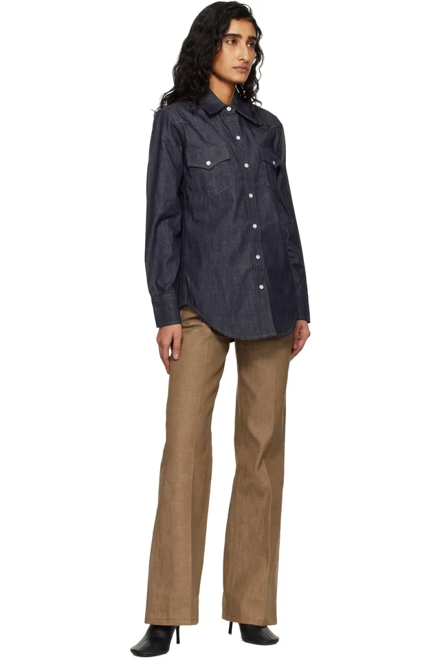 A.P.C. Navy Western Denim Shirt, photo 4 of 4 from SSENSE