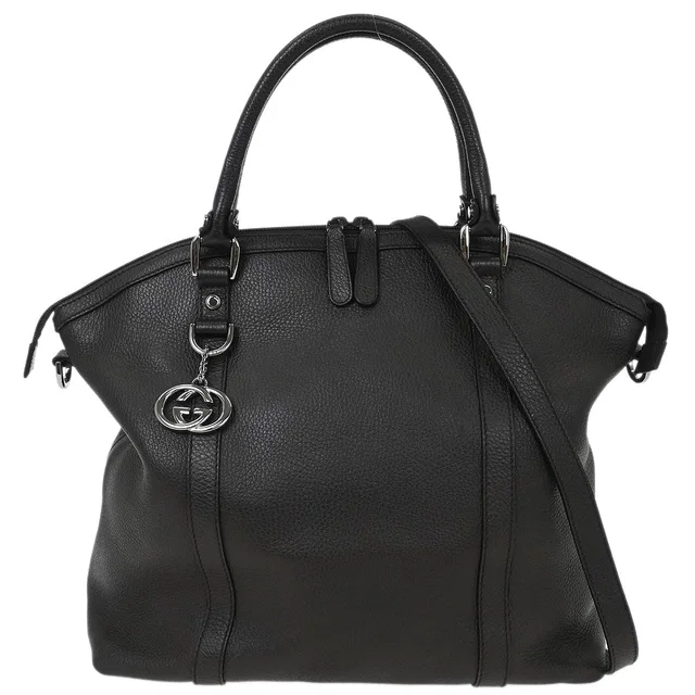 Gucci Black Leather Handbag in Black Leather from AMORE Vintage Tokyo