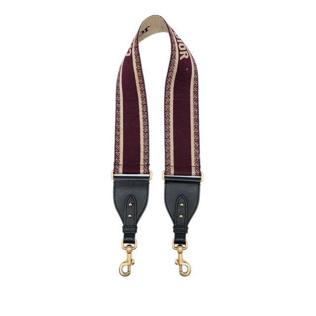 Red Dior Embroidered Canvas Bag Strap in Red Canvas from Designer Revival