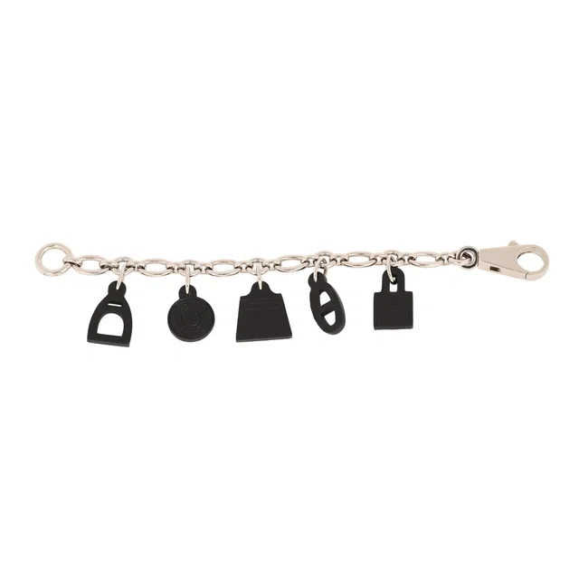 Hermès Olga Bag Charm Black Barenia Palladium Hardware in Black Leather from Madison Avenue Couture