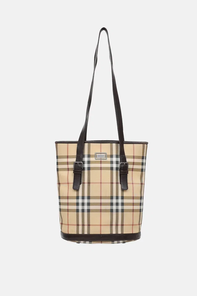 Burberry House Check Bucket Bag in Coated canvas from VSP Consignment