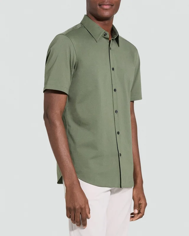 Theory Irving Short-Sleeve Shirt in Structure Knit, photo 3 of 6 from Theory