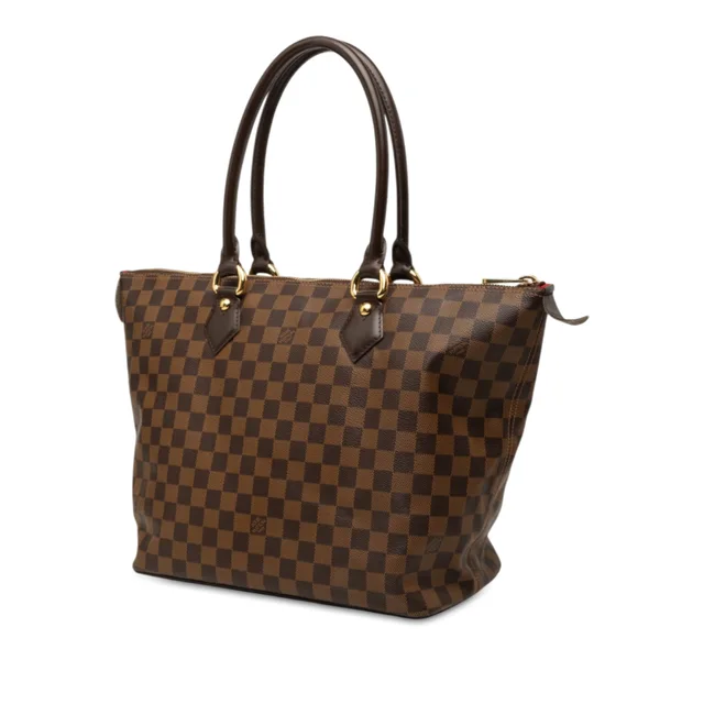 Brown Louis Vuitton Damier Ebene Saleya MM Tote Bag in Brown Canvas from Designer Revival, photo 2 of 2