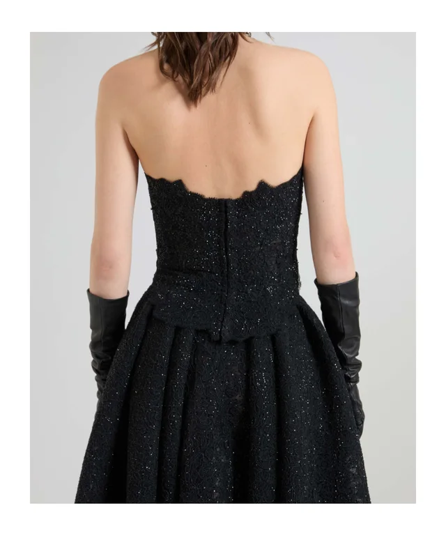 Ermanno Scervino Rebrode lace bustier with tone-on-tone crystals and V-shaped hem, photo 3 of 4 from SENSER