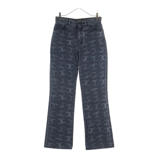 Chanel CC Logo Sequin Pants in Denim from The Reluxe