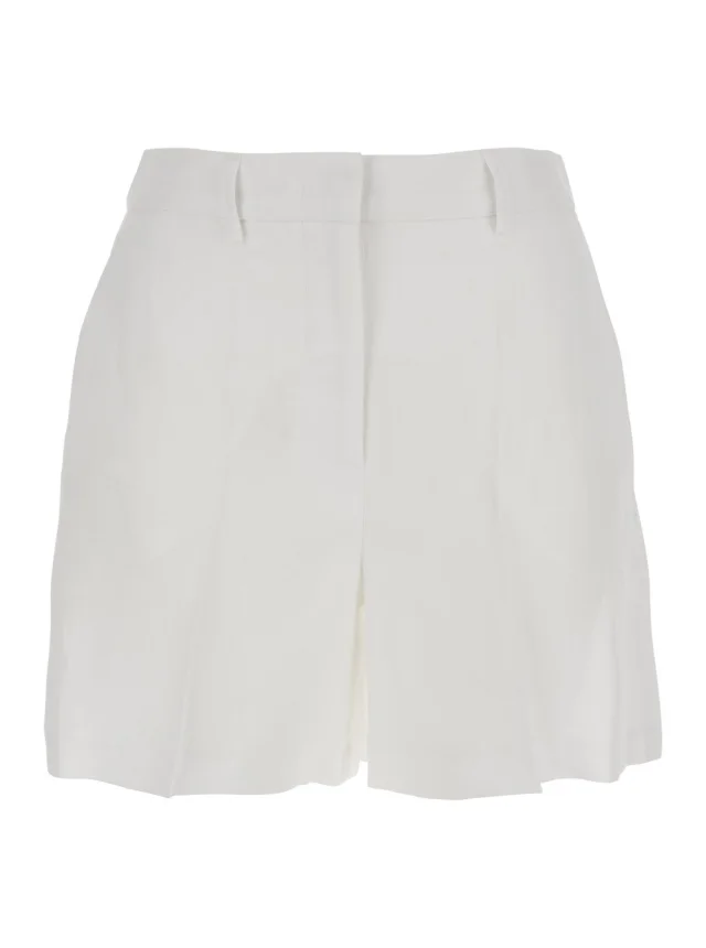 Leplain White Linen Shorts with Belt Loops Woman in White 100% Linen from Gaudenzi Boutique, photo 1 of 1