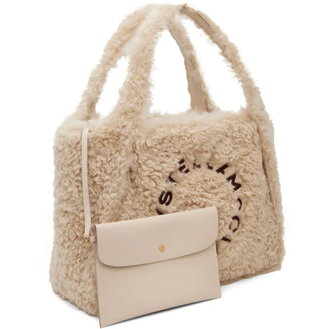 Stella McCartney Stella Logo Embroidered Shearling Tote Bag, photo 2 of 5 from SENSER