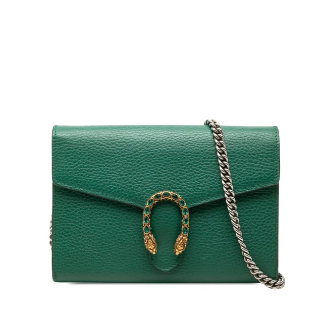 Green Gucci Calfskin Dionysus Wallet on Chain Crossbody Bag in Green Calfskin from Designer Revival