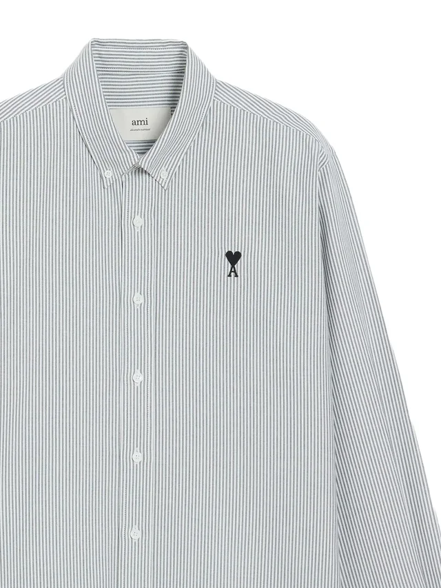 AMI Paris de Coeur monogram striped-pattern shirt, photo 2 of 2 from FARFETCH