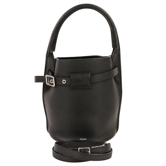 Celine Leather Big Bucket Nano Shoulder Bag Black in Black Leather from The Reluxe