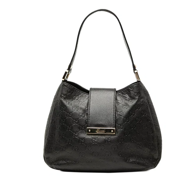 Black Gucci Medium Guccissima New Ladies Shoulder Bag in Black Leather from Designer Revival