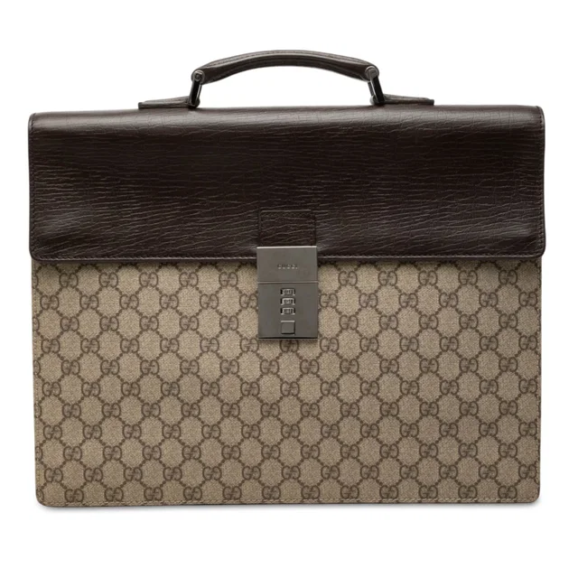 Beige Gucci GG Supreme Business Bag in Beige Coated canvas from Designer Revival