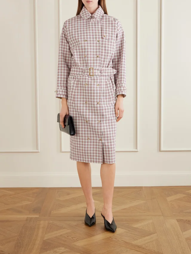 WILLY CHAVARRIA Checked belted cotton trench coat in Red, photo 2 of 2 from NET-A-PORTER (Canada)