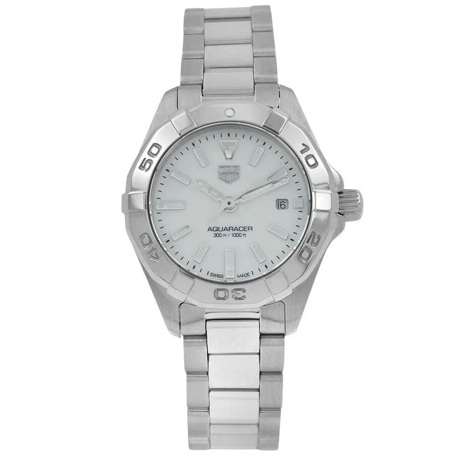 TAG Heuer Aquaracer White Mother of Pearl Dial Ladies Watch WBD1411.BA0741 in silver|blue|gray|white from Jomashop.com