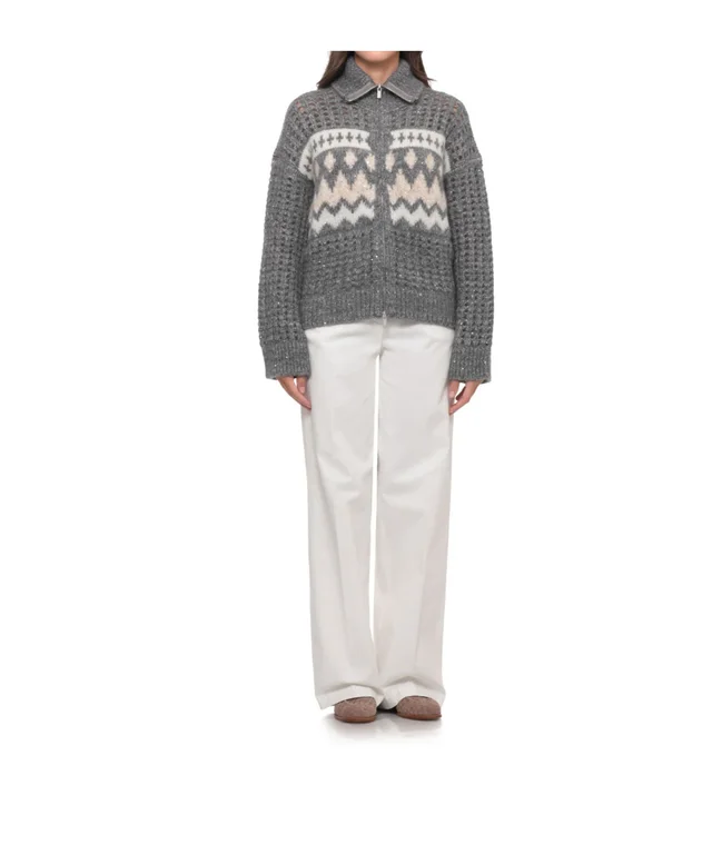 Peserico Fair Isle Zip Knitted Sweater, photo 2 of 5 from SENSER