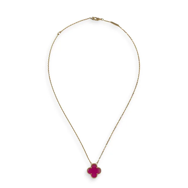 Van Cleef & Arpels (PSPM) Vintage Alhambra Pendant Necklace in Pink in Pink from LuxLexicon, photo 2 of 3