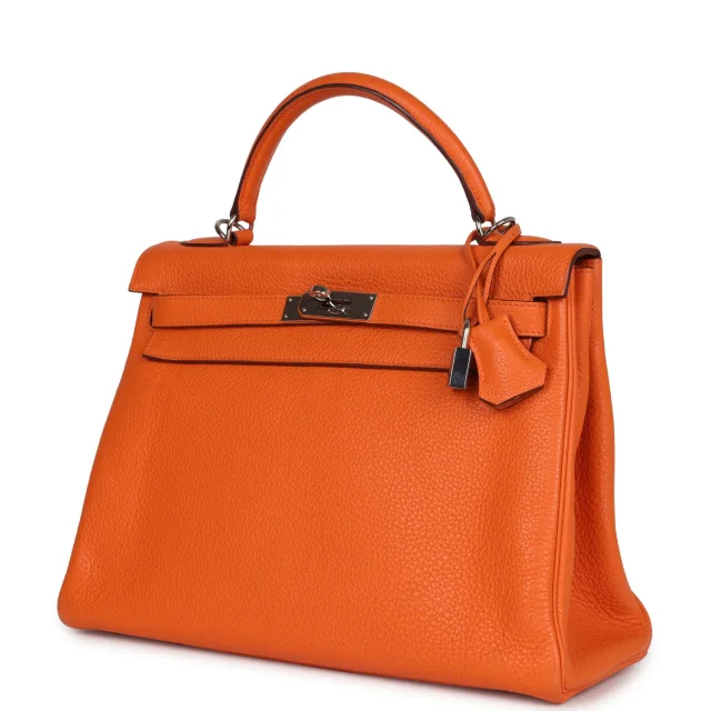 Hermès Kelly Retourne 32 Orange Togo Palladium Hardware in Orange Togo leather from Madison Avenue Couture, photo 5 of 9