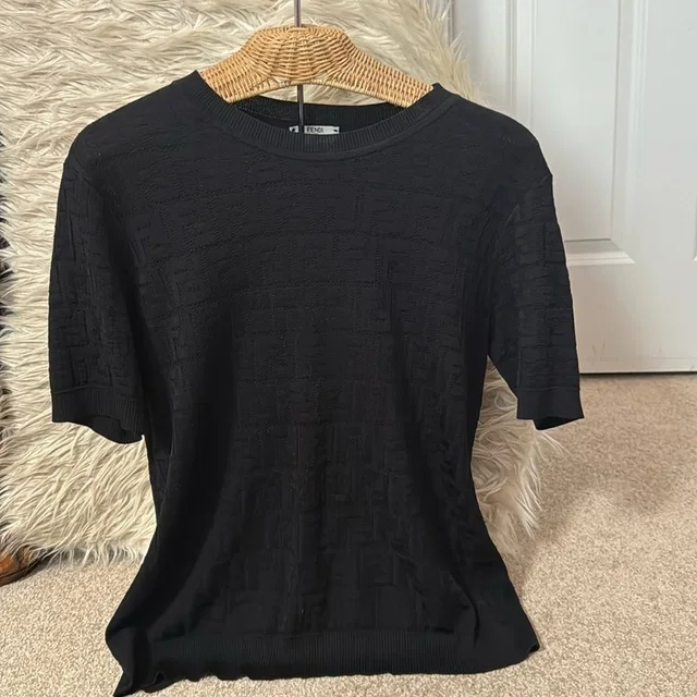 Fendi Logo Sweater Tshirt Style L/Xl in black from Poshmark