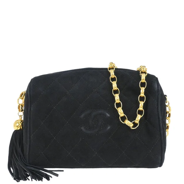 Chanel 1991-1994 Black Suede Camera Bag Mini in Black Suede from AMORE Vintage Tokyo