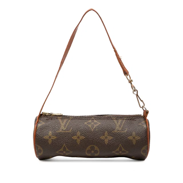 Brown Louis Vuitton Monogram Papillon Pochette Handbag in Brown Coated canvas from Designer Revival