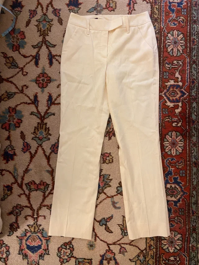 Escada Cream Wool High Rise Dress Pants Trousers | Tailored Workwear in White Wool from Poshmark