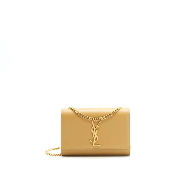 Saint Laurent Small kate Crossbody Bag Beige GHW in Beige Leather from EMIER