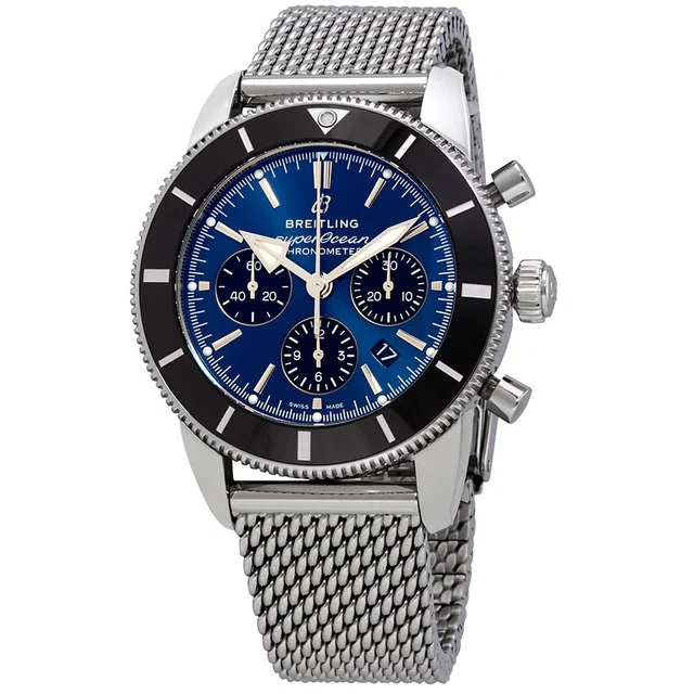 Breitling Superocean Chronograph Automatic Blue Dial Mens Watch AB0162121C1A1 in blue|silver|black|gray Ceramic from Jomashop.com