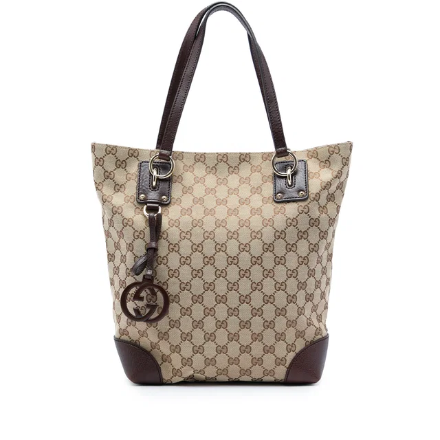 Beige Gucci GG Canvas GG Charm Tote in Beige Canvas from Designer Revival
