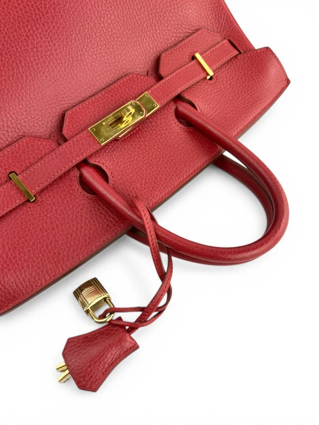 Hermès Rouge Clemence 32cm HAC Birkin Bag Clemence in Red Clemence leather from Season 2 Consign, photo 8 of 15
