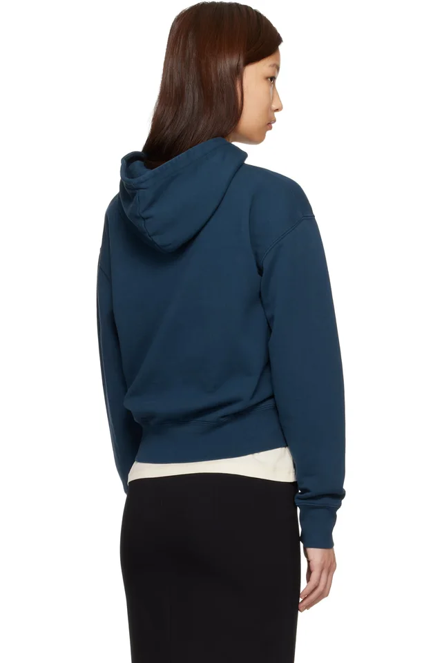 ANINE BING Navy Debbie Shrunken 'Paris' Hoodie, photo 3 of 4 from SSENSE