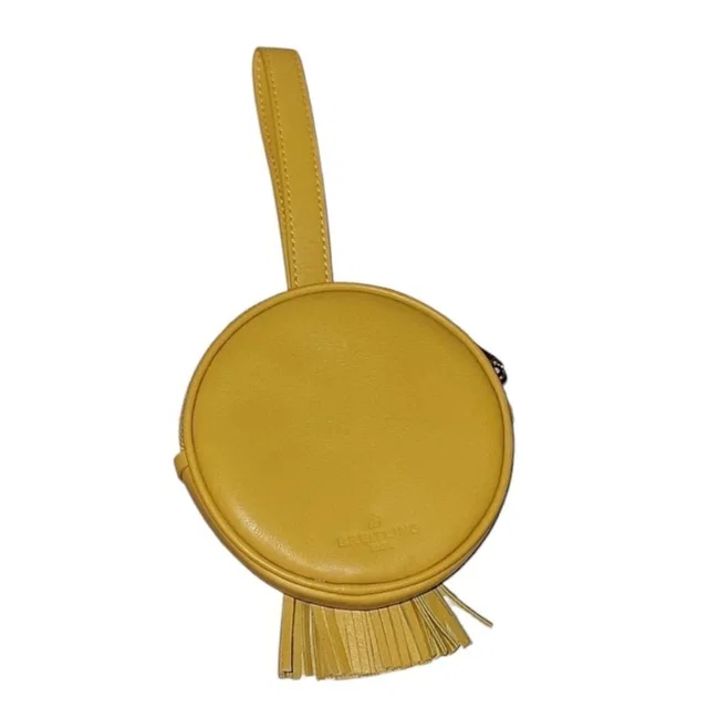 Breitling Travel Watch Case Bag Pouch Yellow Leather Round Wristlet Fringe in yellow Leather from Poshmark