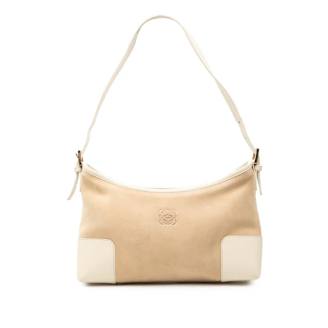 Brown LOEWE Suede Anagram Shoulder Bag in Brown Suede from Designer Revival