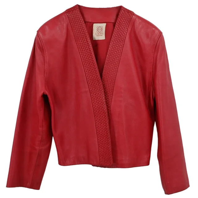 Loewe Sheepskin Leather Jacket Red #36 in Red Leather from AMORE Vintage Tokyo