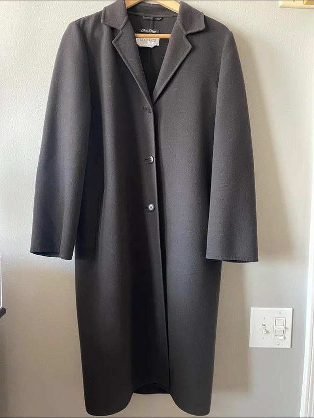 Max Mara Lana Wool Long Unlined Chocolate Single-Breasted Coat in red|brown Wool from Poshmark