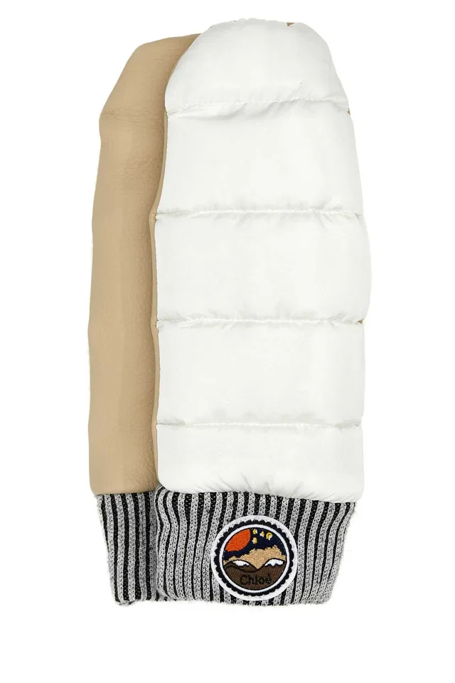 Chloé Two-Tone Nylon And Leather Gloves — White in White Nylon from HEWI