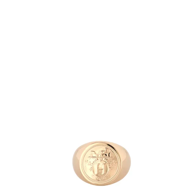 Hermès Ex-Libris Signet 18k Rose Gold Ring in Pink from Luxe.It.Fwd