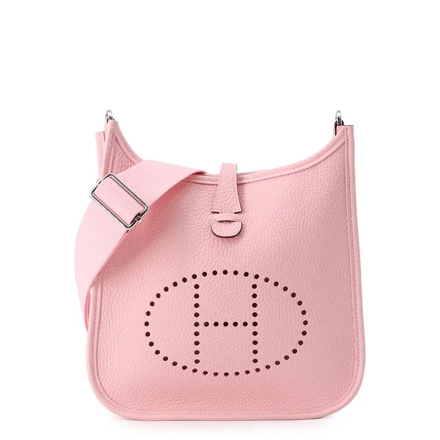 Hermès Shoulder Bag Evelyne 3 23 Rose Sakura Silver Taurillon Clemence in Pink Clemence leather from The Reluxe