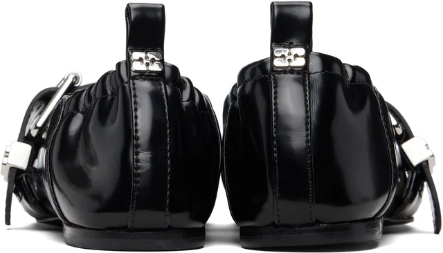 GANNI Black Sue Ballerina Flats, photo 7 of 10 from SSENSE