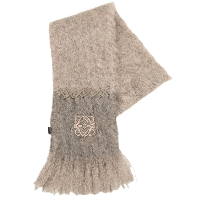 Loewe Mohair Stole Scarf Beige Small Good in Beige Wool from AMORE Vintage Tokyo