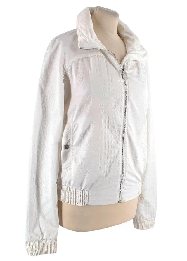 Chanel White Zip Up Jacket in White from HEWI