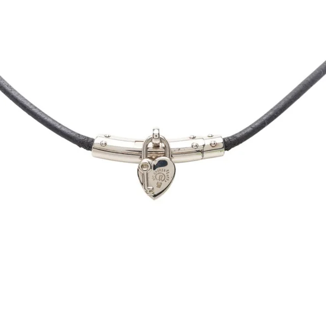Hermès Silver Leather Heart Necklace in black Leather from Poshmark