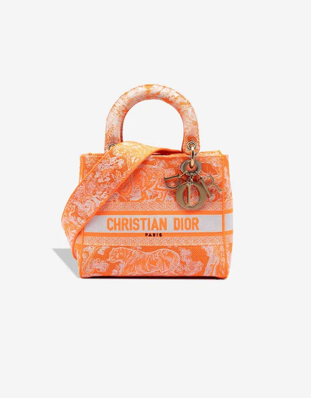 Dior Lady D-Lite Medium Canvas Orange in Orange Canvas from SACLÀB