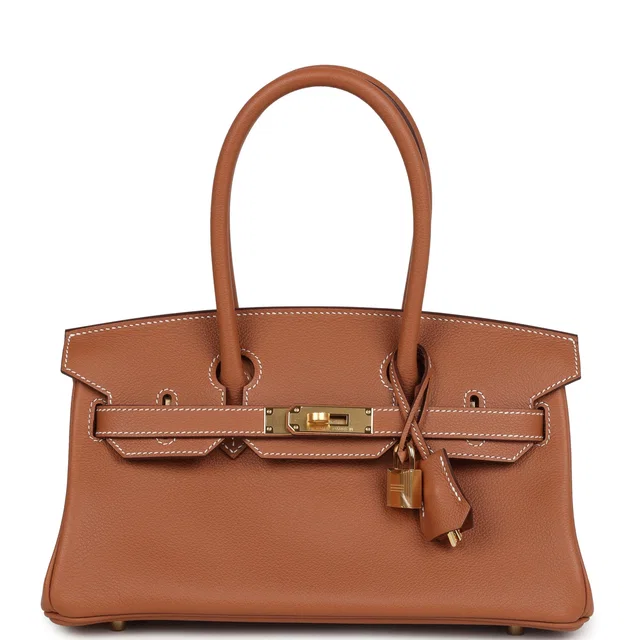 Hermès Shoulder Birkin Light 29 Gold Evercolor Gold Hardware in Gold Goatskin from Madison Avenue Couture