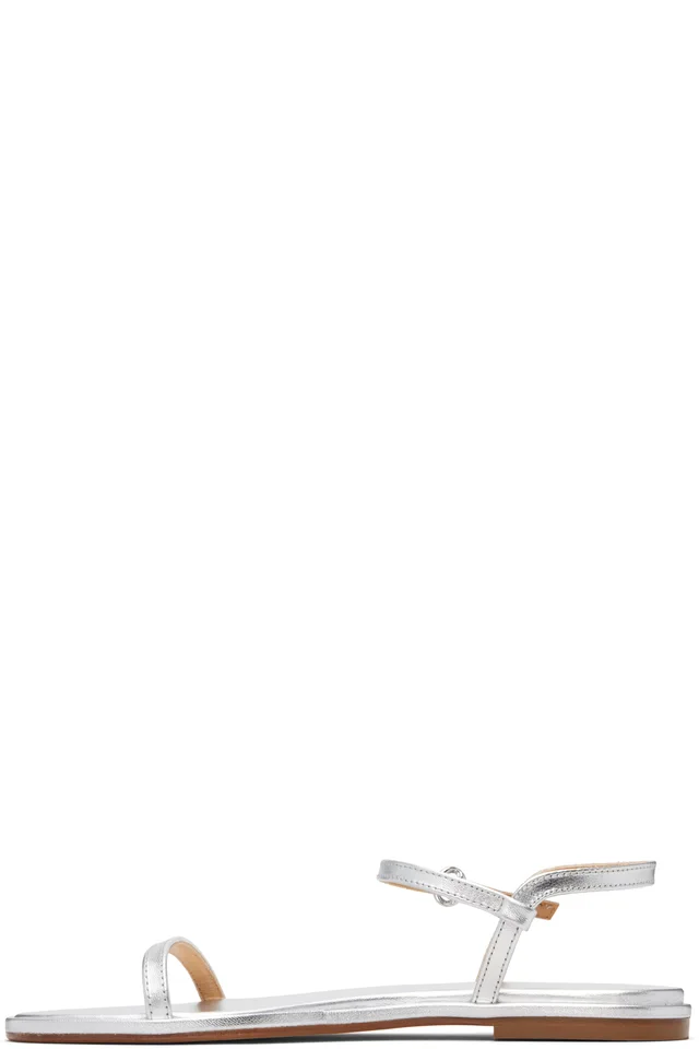 Aeyde Silver Nettie Leather Sandals, photo 3 of 4 from SSENSE