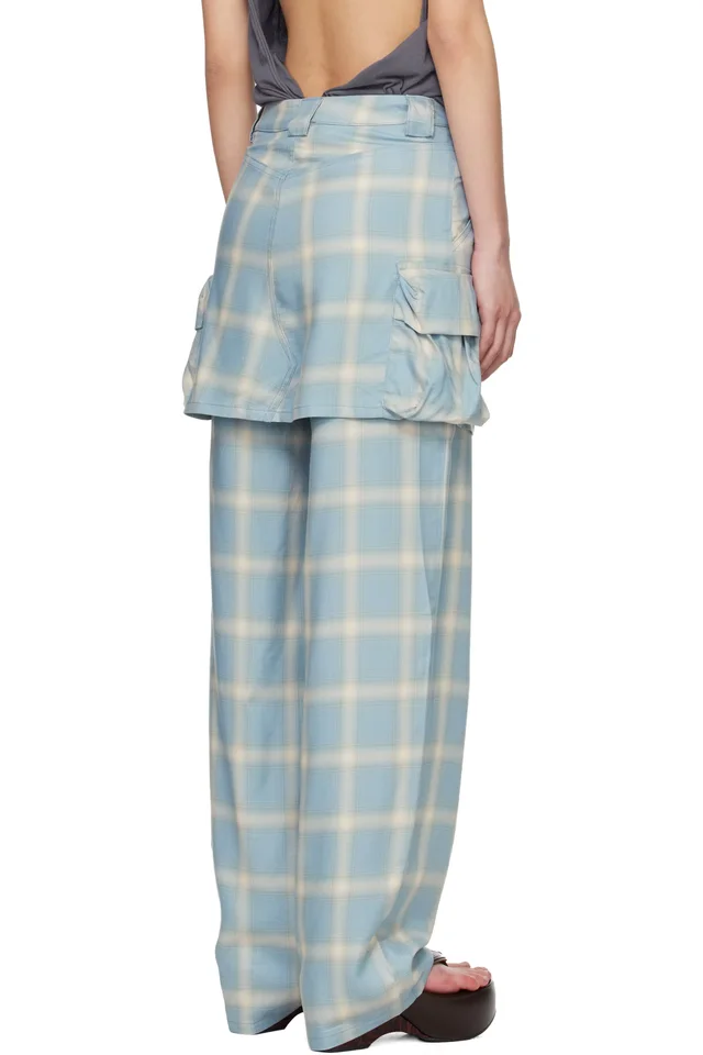Collina Strada Blue Flannel Cargo Skirtpant, photo 3 of 4 from SSENSE