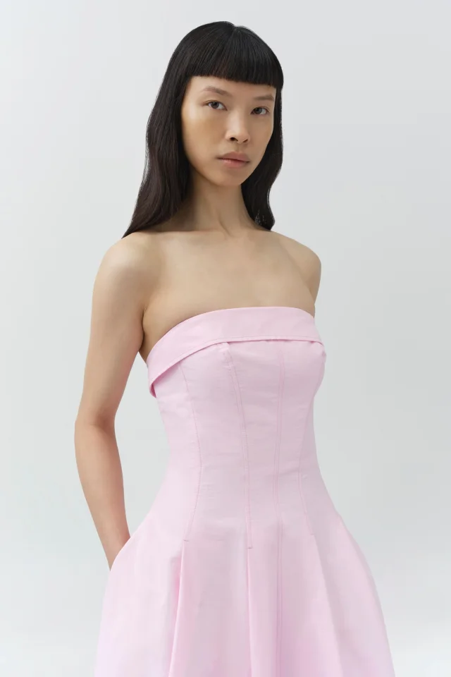 SIMKHAI Avril Cotton Bustier Maxi Dress in DAISY Cotton Poplin, photo 4 of 7 from SIMKHAI