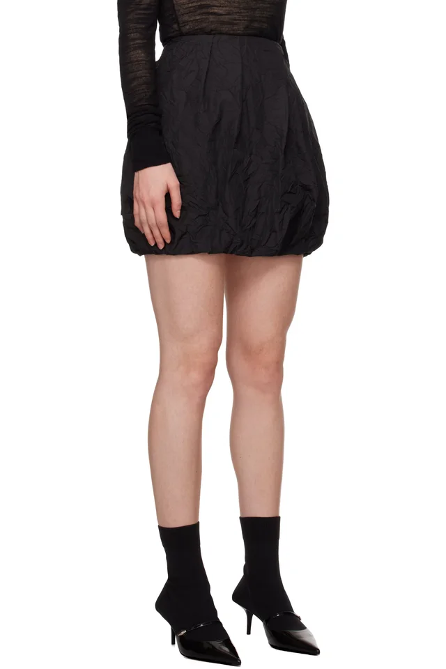 Juun.J Black Crinkled Drape Miniskirt, photo 2 of 2 from SSENSE