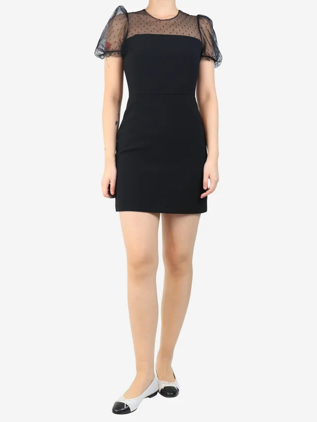REDValentino Black net sleeve mini dress - size UK 8 in Black from Sign of the Times