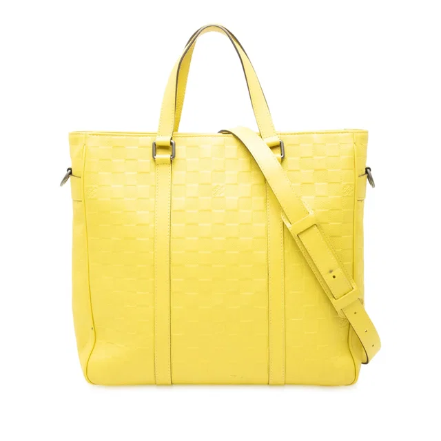 Yellow Louis Vuitton Damier Infini Tadao Satchel in Yellow Leather from Designer Revival